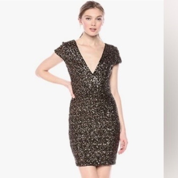 Dress The Population Zoe Sequined Mini Dress size XS in Antique - Picture 5 of 15